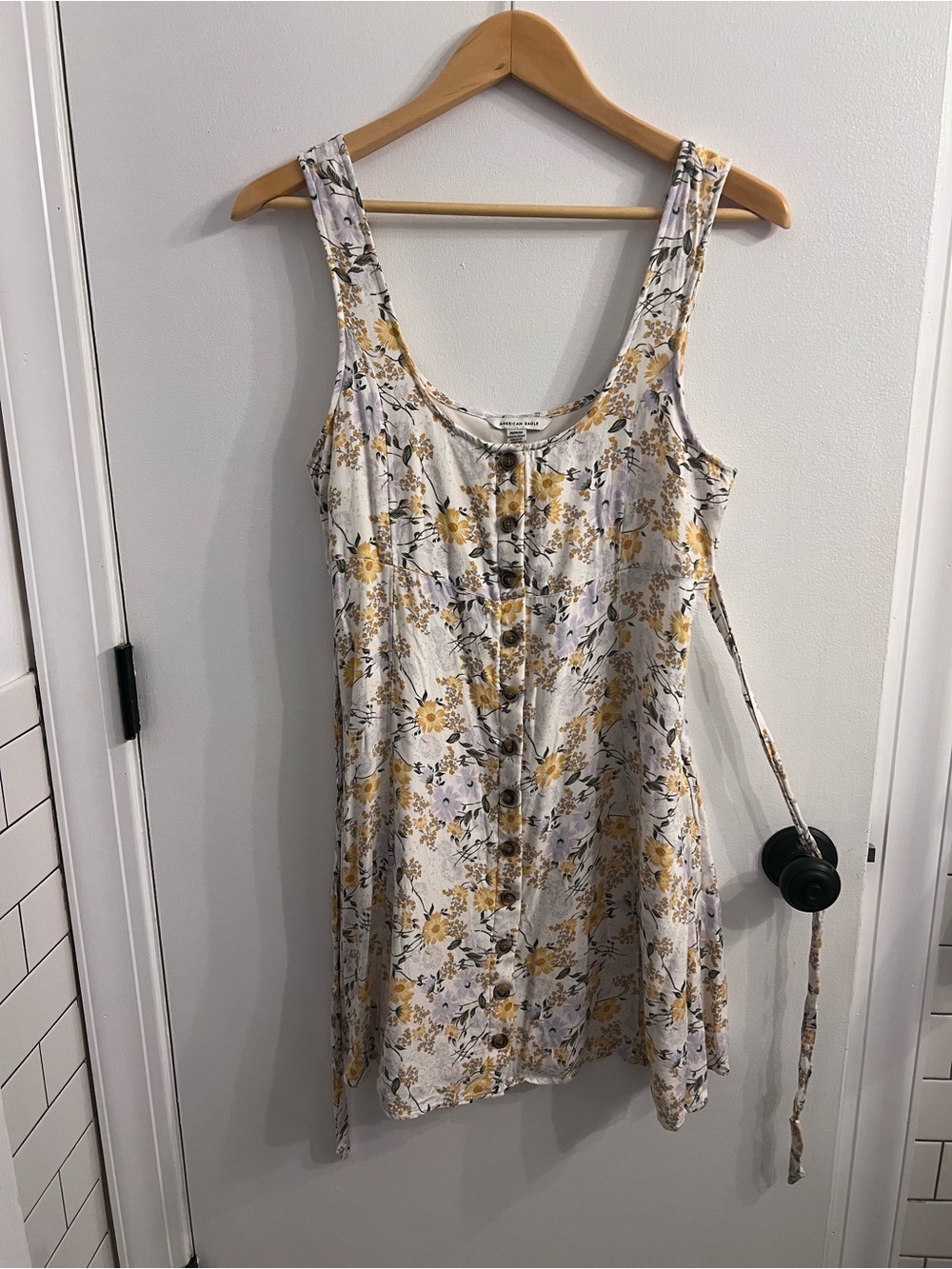 Summer Floral Button-Front Tank Dress - White & Yellow